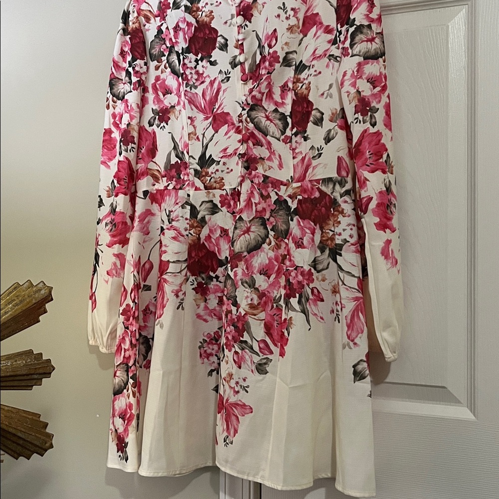 Dalia Macphee Floral Long Sleeve Dress size medium